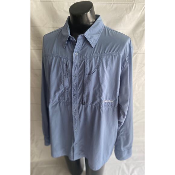CLOUDVEIL Performance Fishing Blue Long Sleeve Vented Button Up Shirt Men’s XXL - Picture 1 of 8